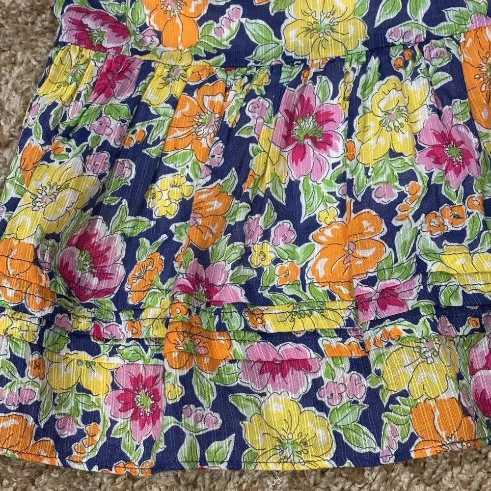 Ralph Lauren Girls Floral Gauzy Tiered Ruffled Maxi Dress Spaghetti Straps 6X